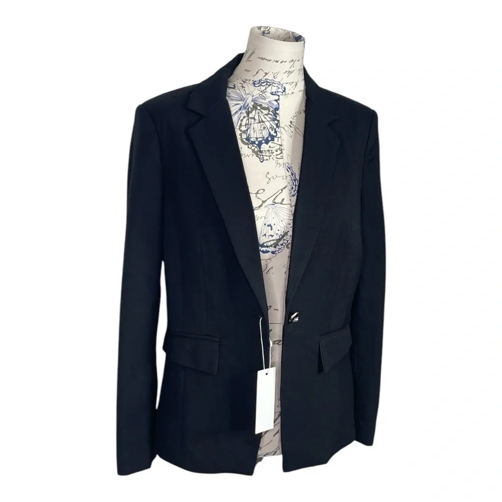 Black Fitted One Button Black Blazer Large - Picture 4 of 10